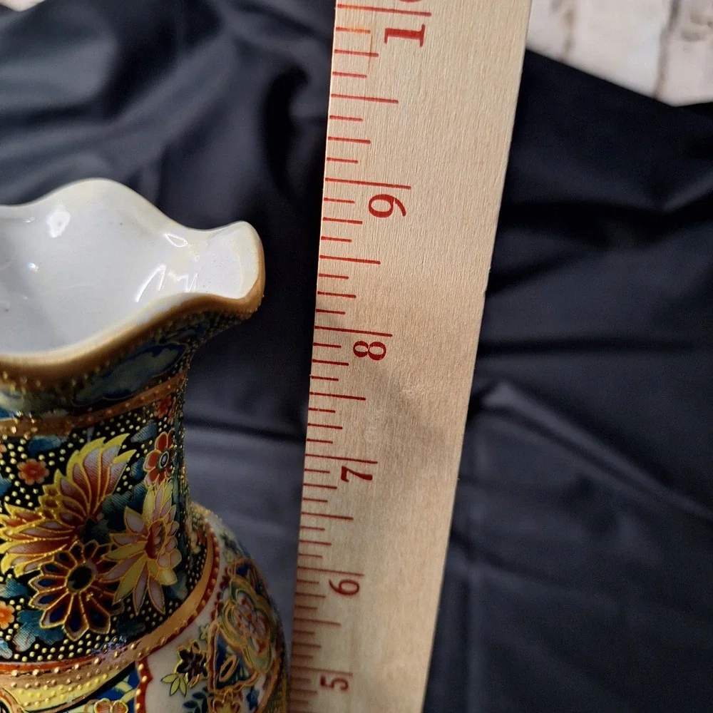 Vintage Satsuma Style Moriage Vase Madonna and Child Angels Gold Gilt Floral 8.5